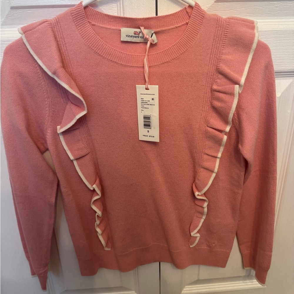 NWTVineyard Vines Coral Ruffle Crew Sweater